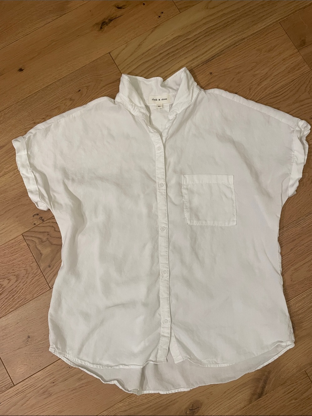 White Short Sleeve Button-Up Shirt